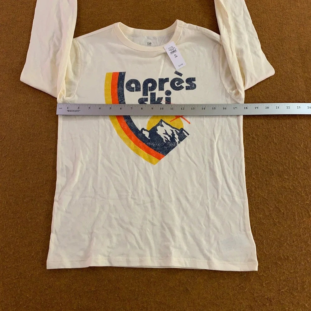 Gap Kids XL 12 Cream Après Ski Graphic Long Sleeve T-Shirt NWT